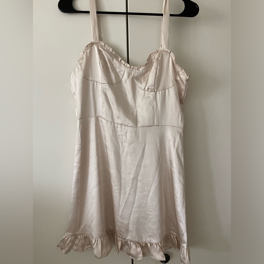 Cream satin mini dress